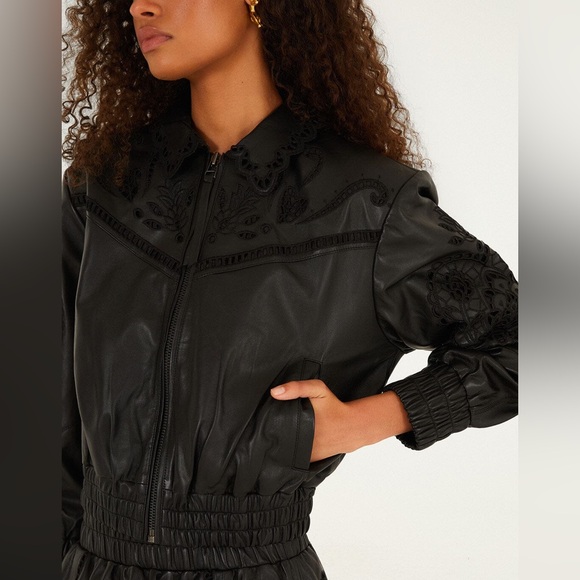 Farm Rio Richelieu Leather Bomber Jacket - Picture 5 of 16